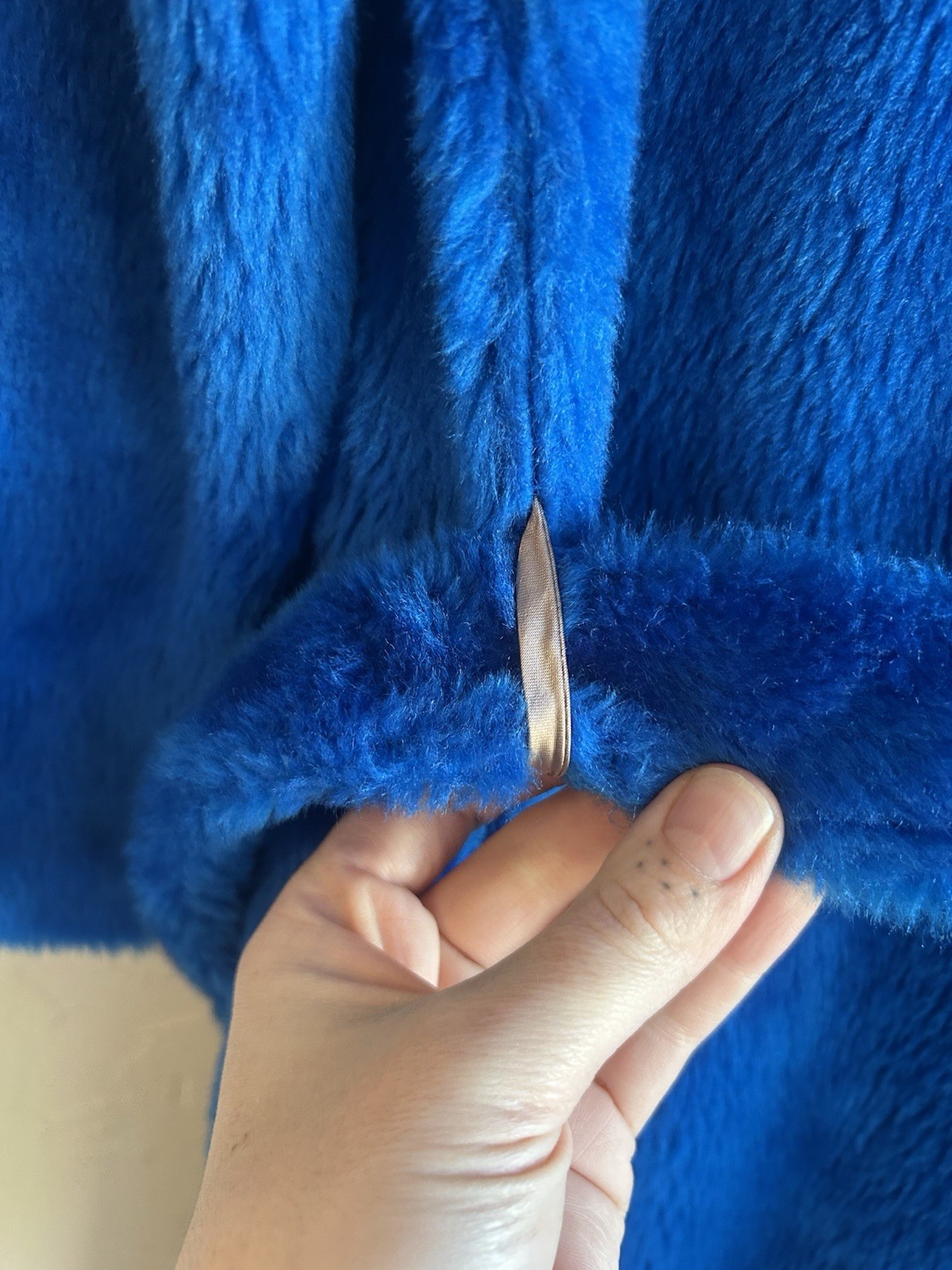 Vintage 70s Faux Fur Maxi Coat 12 Electric Blue Mod Belted Wrap Robe Boho Glam