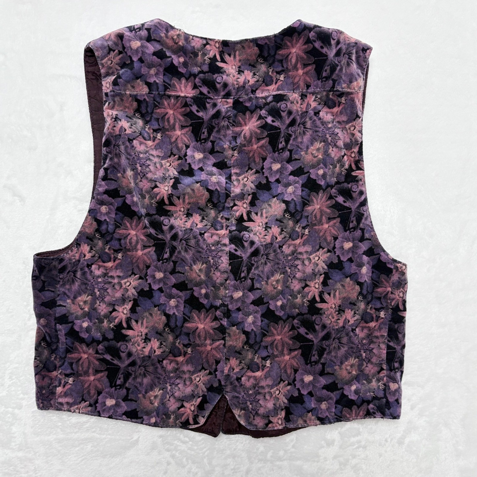 VTG 90s Campus Casuals Floral Velvet Vest Small Moody Romantic Witchy Whimsigoth