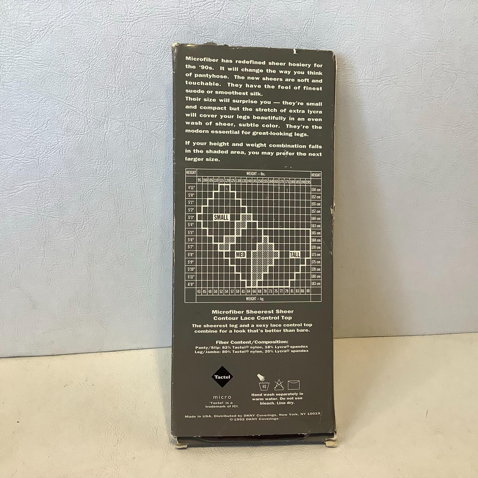 Vintage 1992 DKNY Microfiber Control Top Pantyhose Style 669 #3240-04 Black