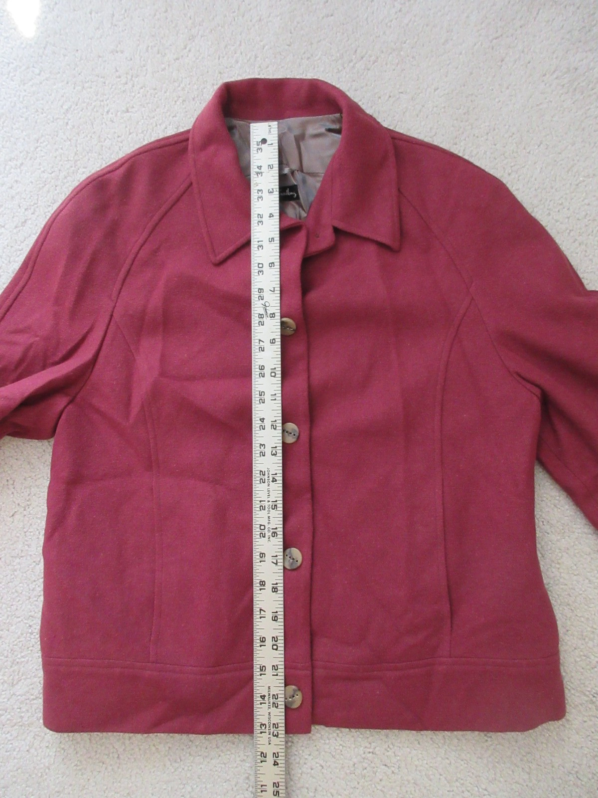 Ann Freedberg CHANTAL Women Size 6 Short Jacket Maroon Wool Poly Cashmere Blend