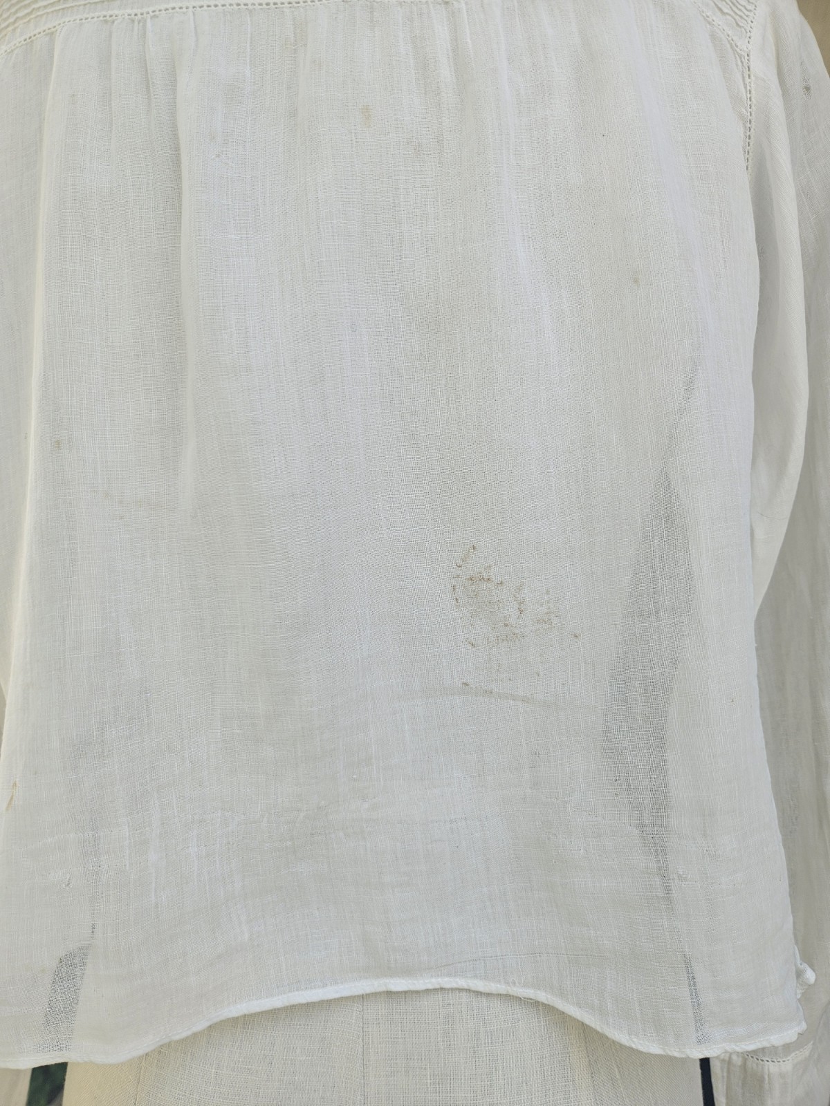 Antique 1900s Edwardian Cotton And Lace Button Up Blouse Delicate Pintucking…