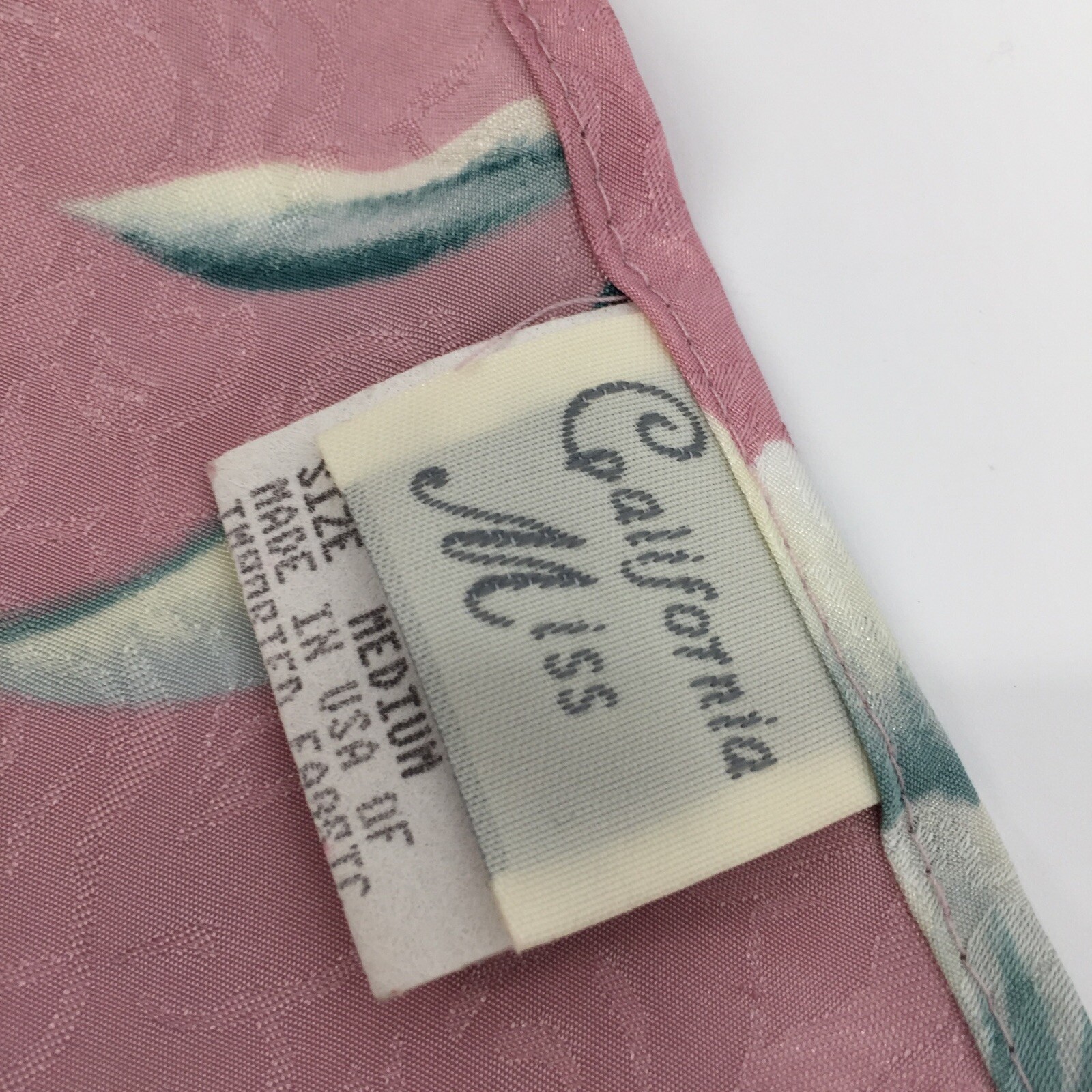Vintage 80s California Miss Floral Print Lingerie Dress Size Medium Pink Satin M