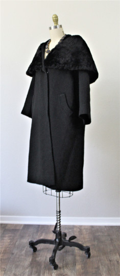 VTG 50s 1950’s Sycamore Massive sheared beaver fur shawl collar swing wool Coat