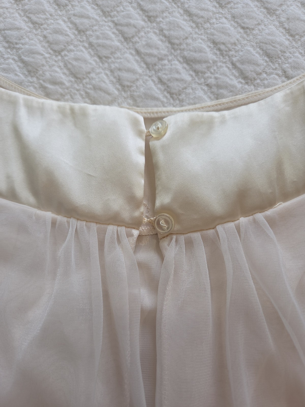 60s Gossard Artemis Butter Cream Nylon Chiffon Sheer Swing Nightgown Chemise
