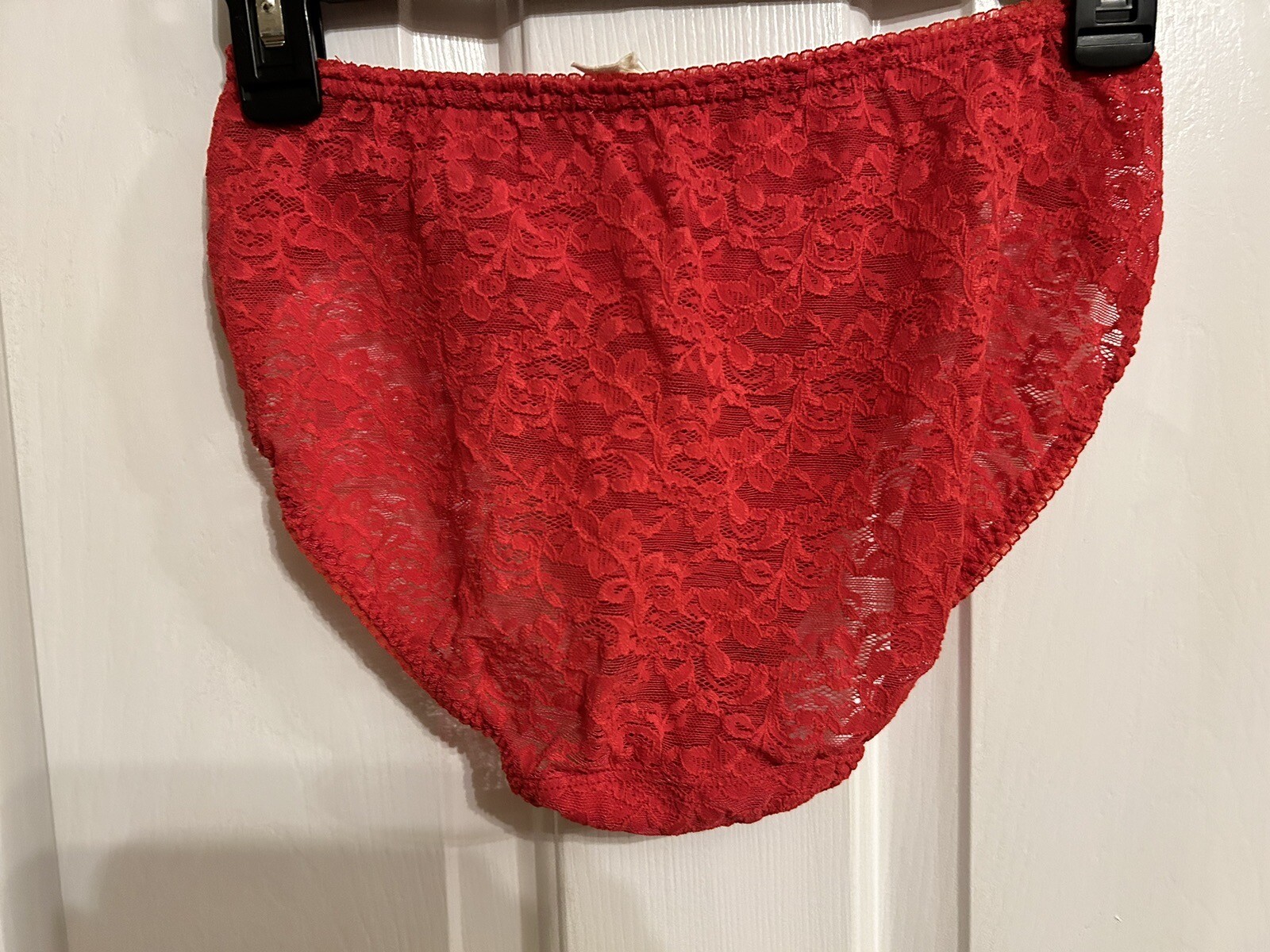 Vintage Red Lace Panties Victoria Secret Gold Tag L/XL French Cut