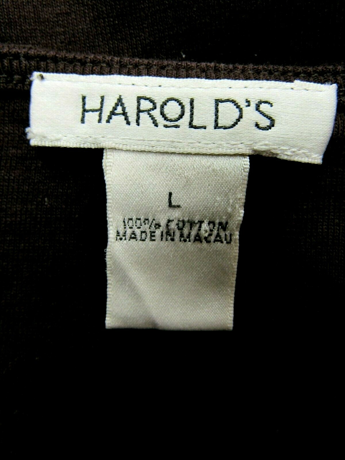 VTG 90s HAROLD’S Cotton Knit Top V Neck Dark Chocolate Brown L EUC