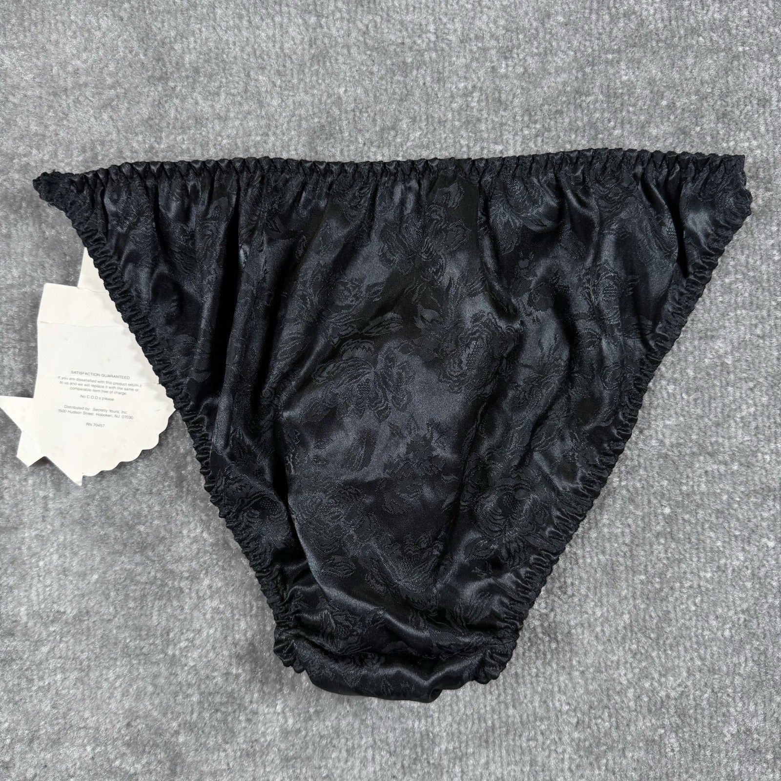 Vintage NWT No Excuses Panties Women’s 7 Black Floral Jacquard Bikini Y2K 90s