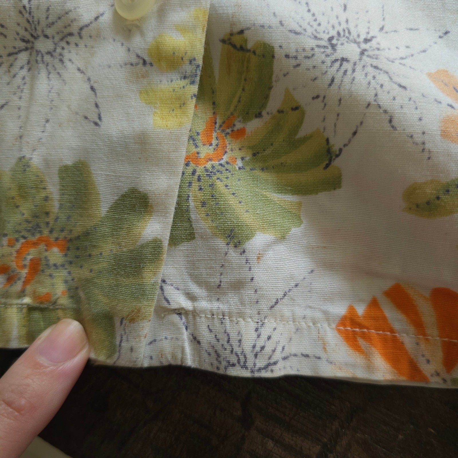 Truly Regal Vintage 50 60s Floral Sleeveless Button Down Blouse Orange Green Mod