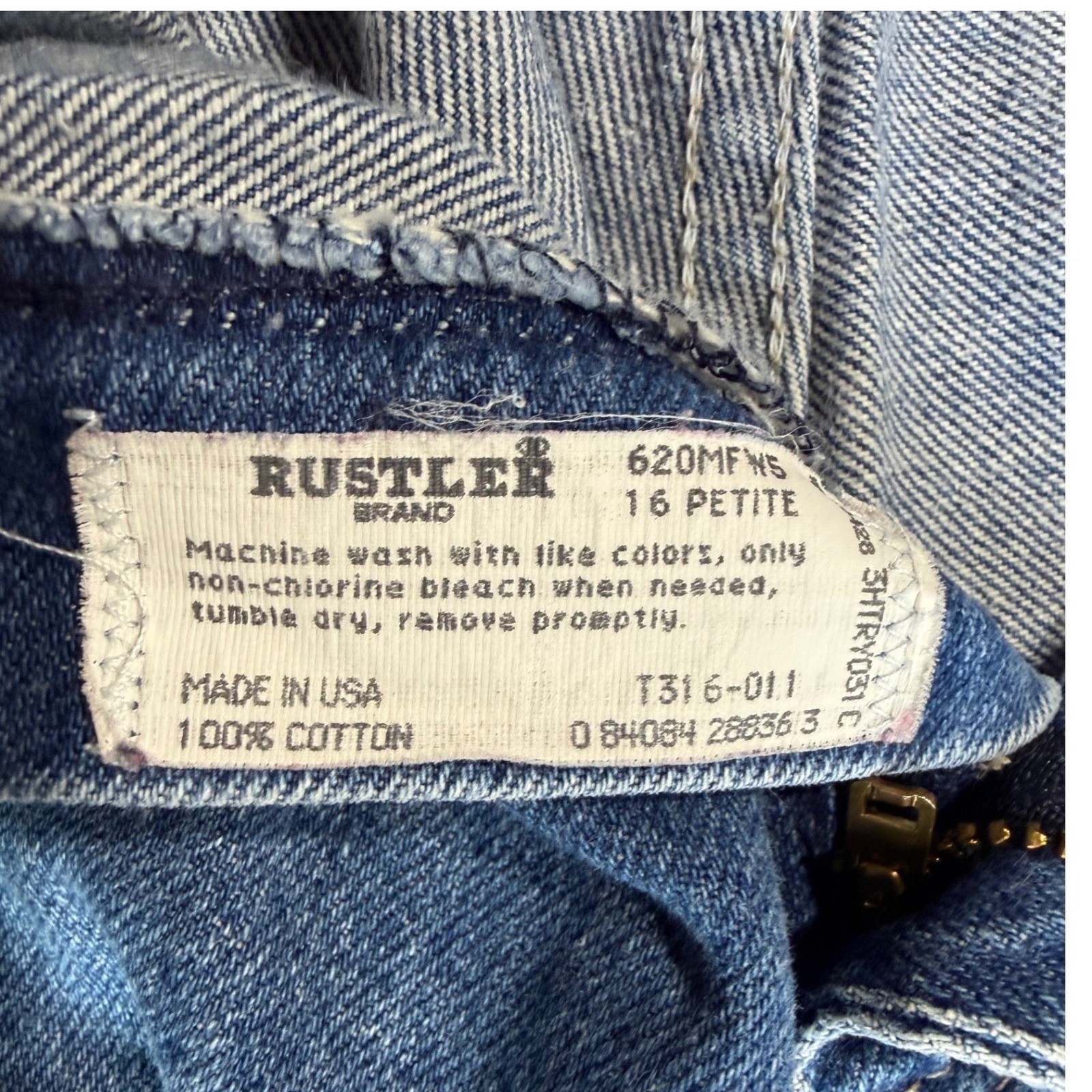 Vintage Rustler High Waisted Mom Jeans Medium Wash Tapered Leg USA 16 Petite