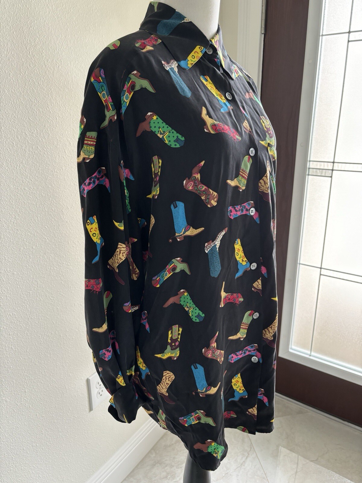 Vintage Cowboy Boot Button Up Blouse Size 12
