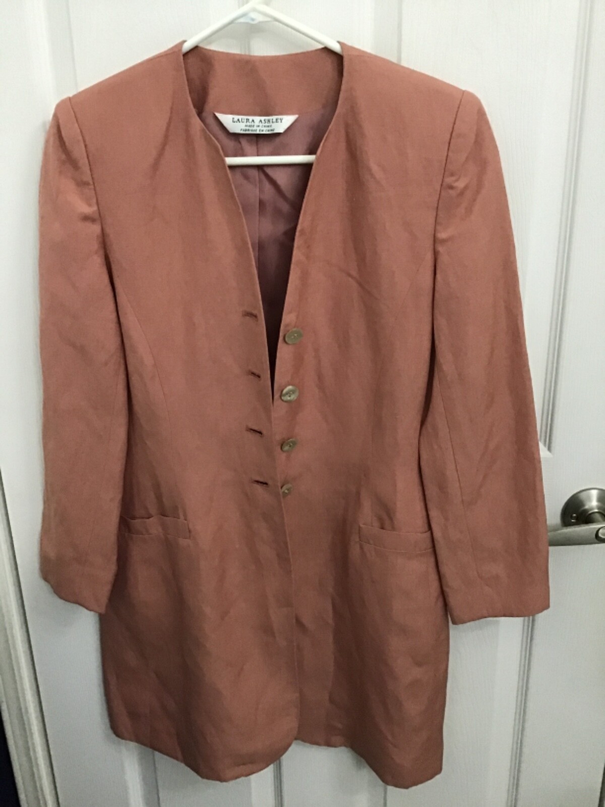 Vintage Laura Ashley Silk/Linen Lined Long Jacket Size 8