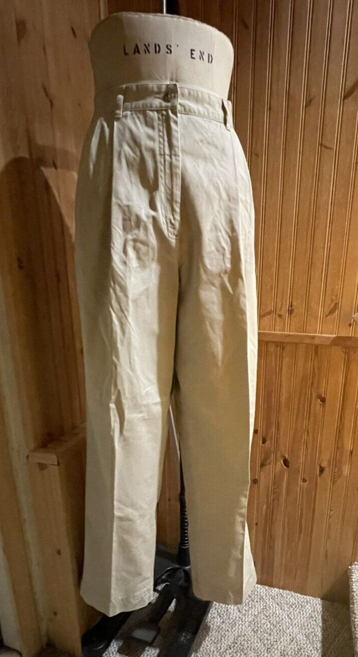 Vintage 80s LL Bean KHAKI Trouser Pants 34” HIGH RISE Waist 3 Pocket 16
