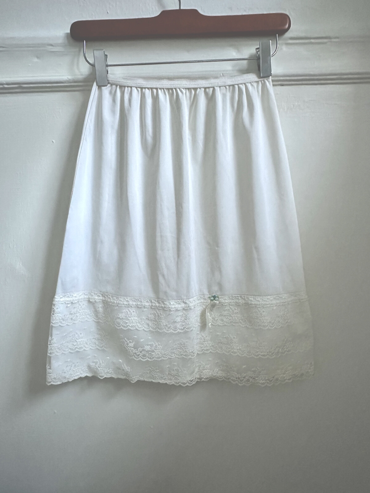 Vintage White Greenco Maid Lace Slit Nylon Half Slip Sz S