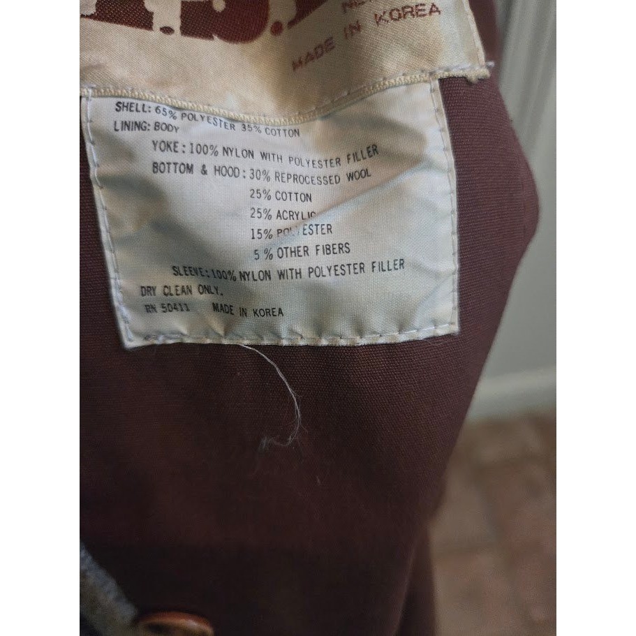 F.S. Ii Vintage Womens Brown Hooded Trench Coat Belted Size 9 Made in Korea