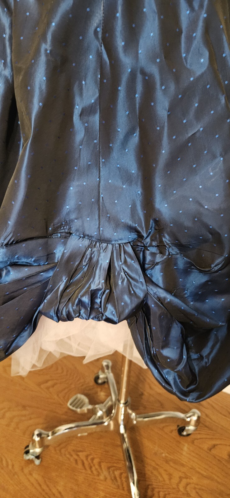 Vintage 1980s Blue Polka-dot Bow Bubble Skirt As Pictured