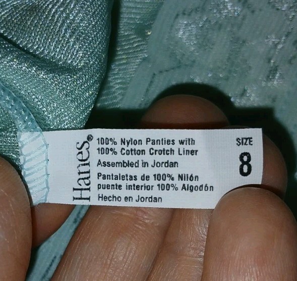 Vintage Hanes Blue Satin Nylon Silky Floral Lace Hi-Cut Brief Panties M 8 EUC