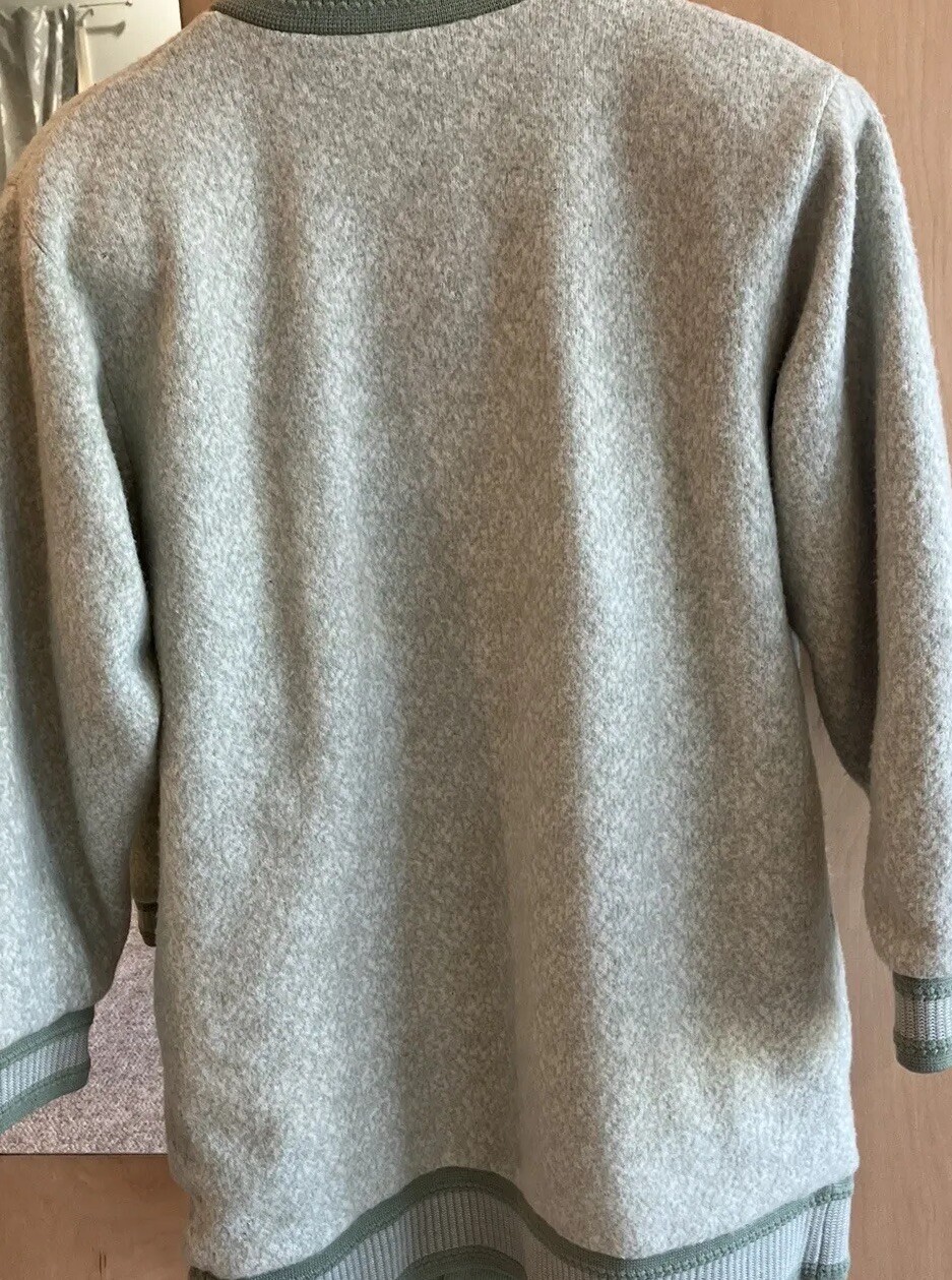 Vtg 80s Wool Cardigan Sweater Lined Embellished Embroidered Appliquéd Large