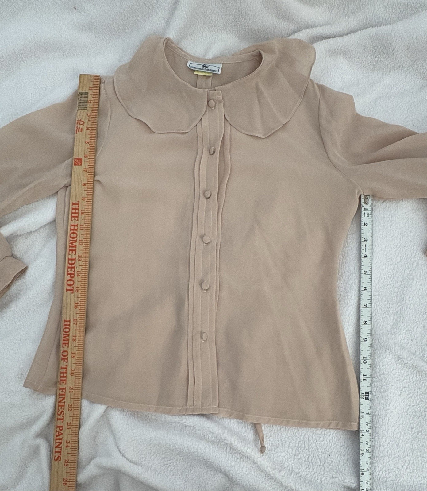 Flawless Vintage Sheer Beige Size Medium Jonathan Martin Button Up Blouse