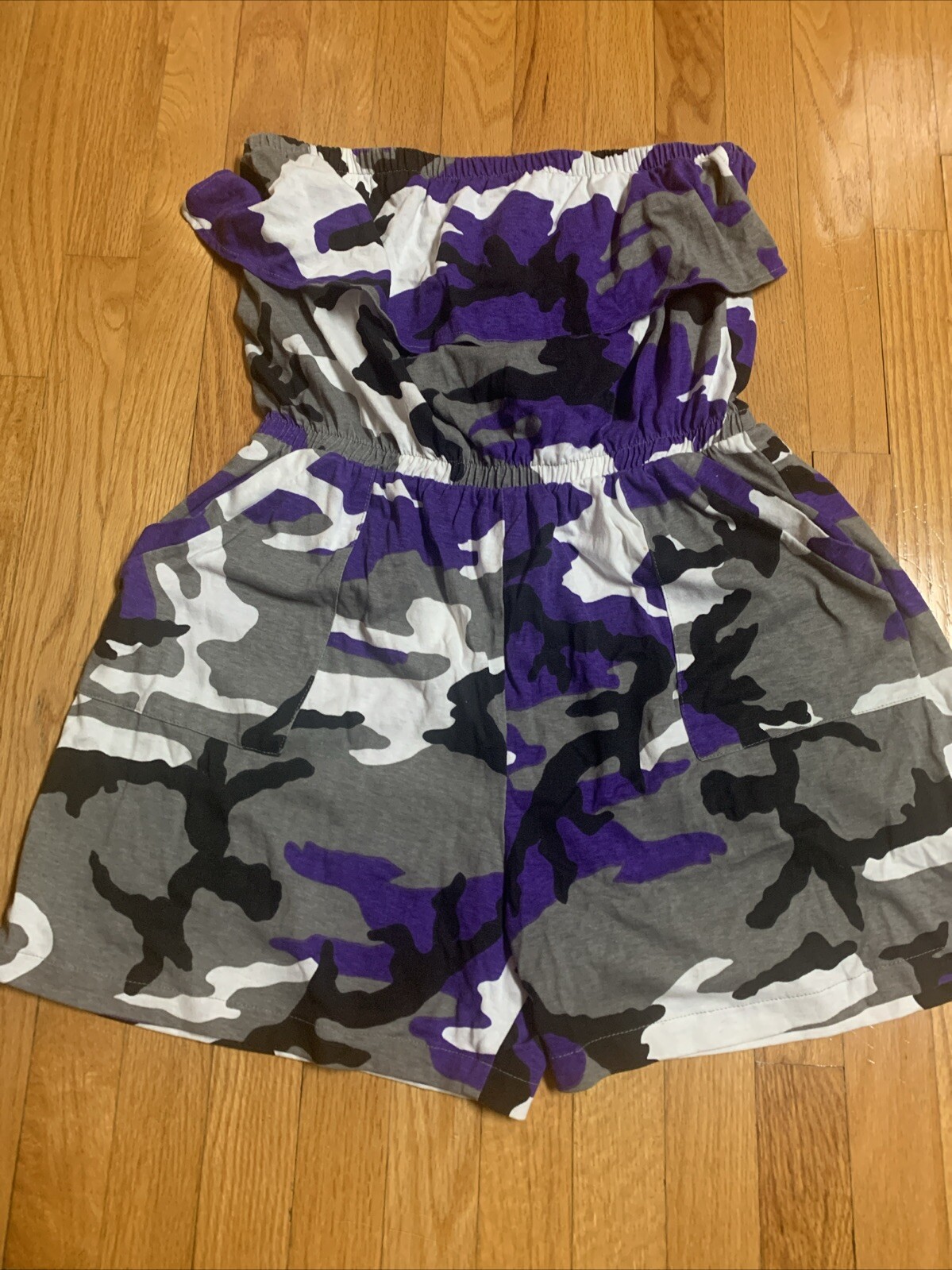 Vtg 80’s Romper Shorts STRAPLESS Cotton/poly Blend Camo Beach 2XL