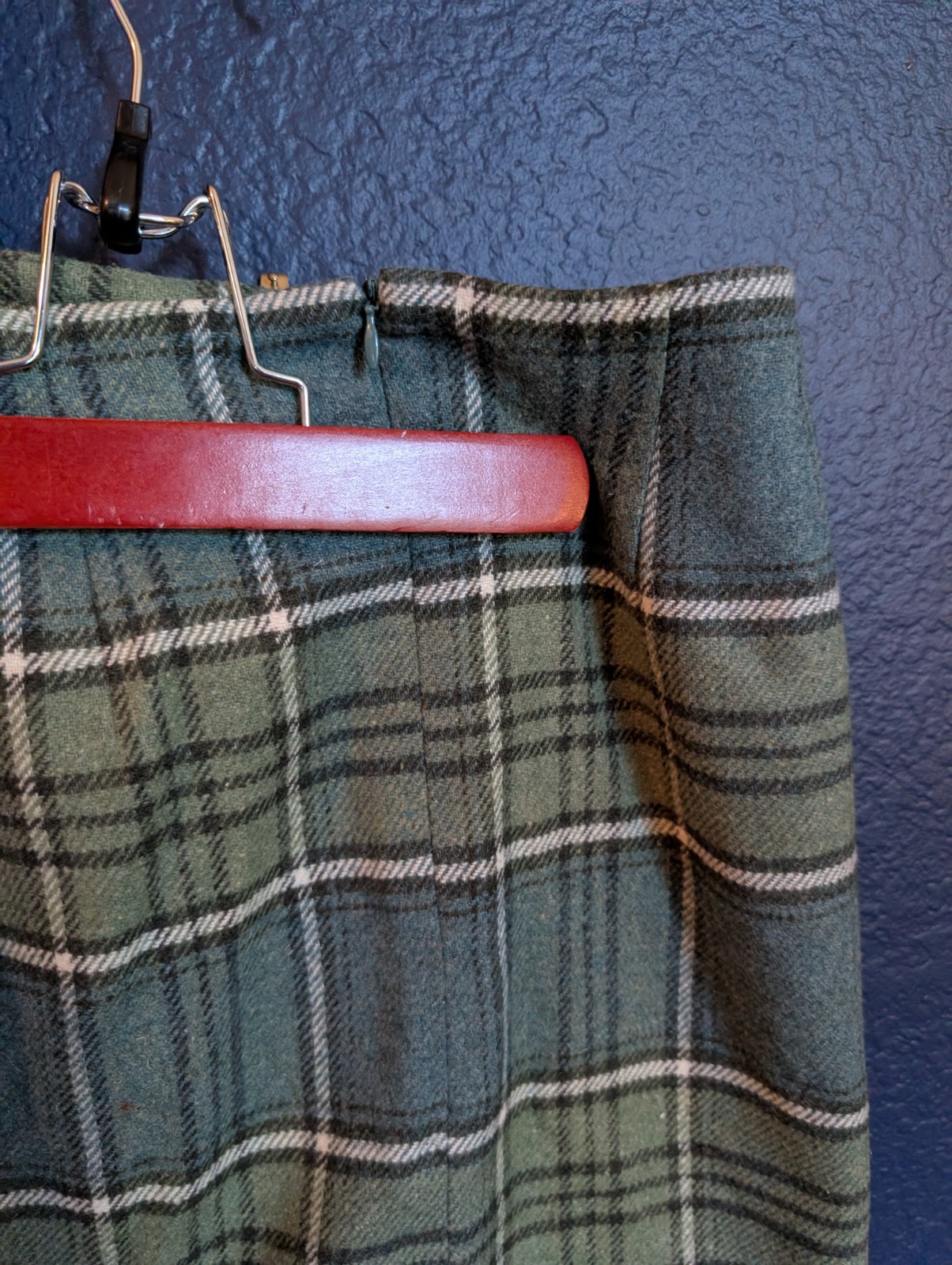 VTG J G Hook Blue Green Wool Blend Plaid Short Punk Prep Skirt Sz 12 Large L