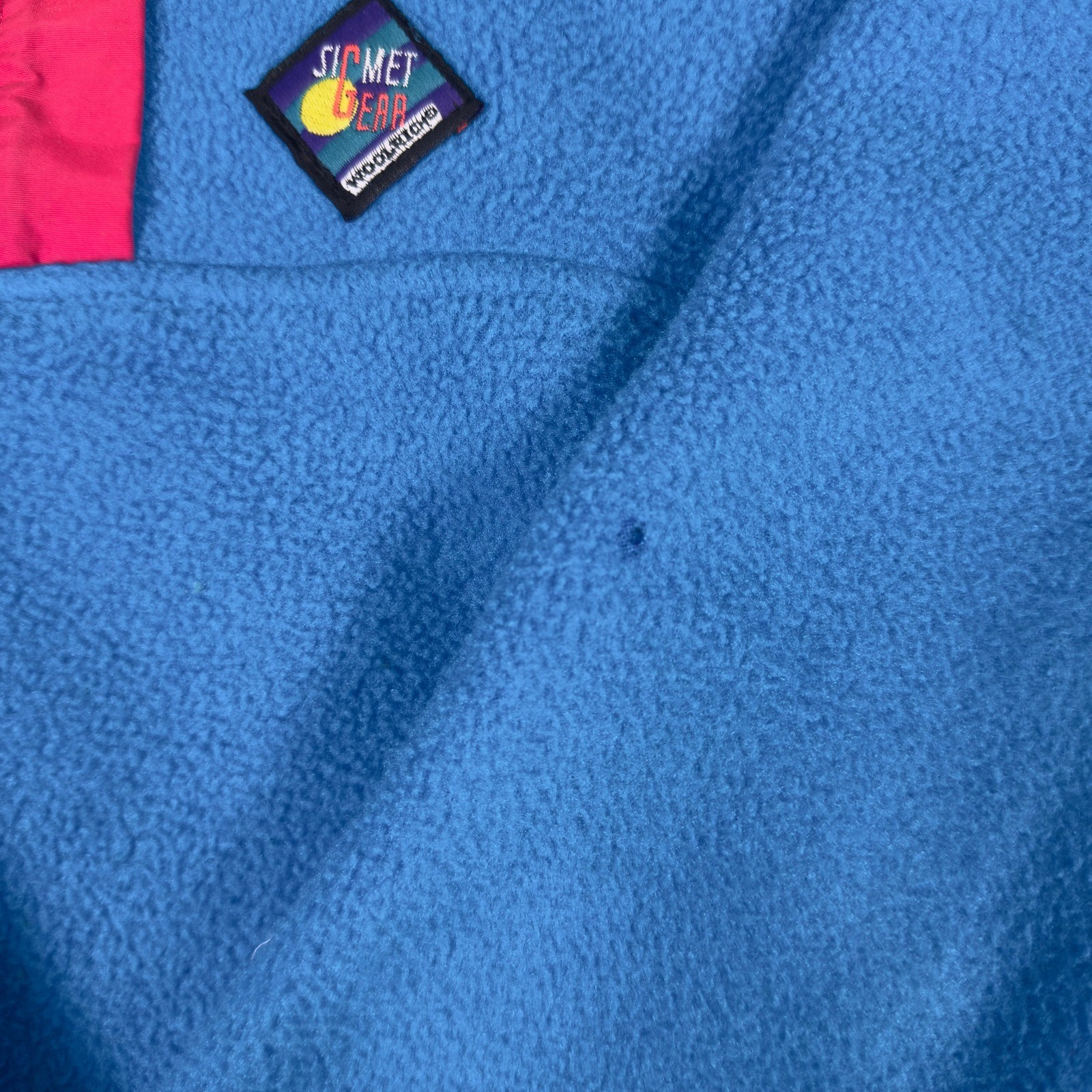 Vintage 90s Woolrich Summit Gear Fleece Snap Pullover Blue Pink Womens M USA