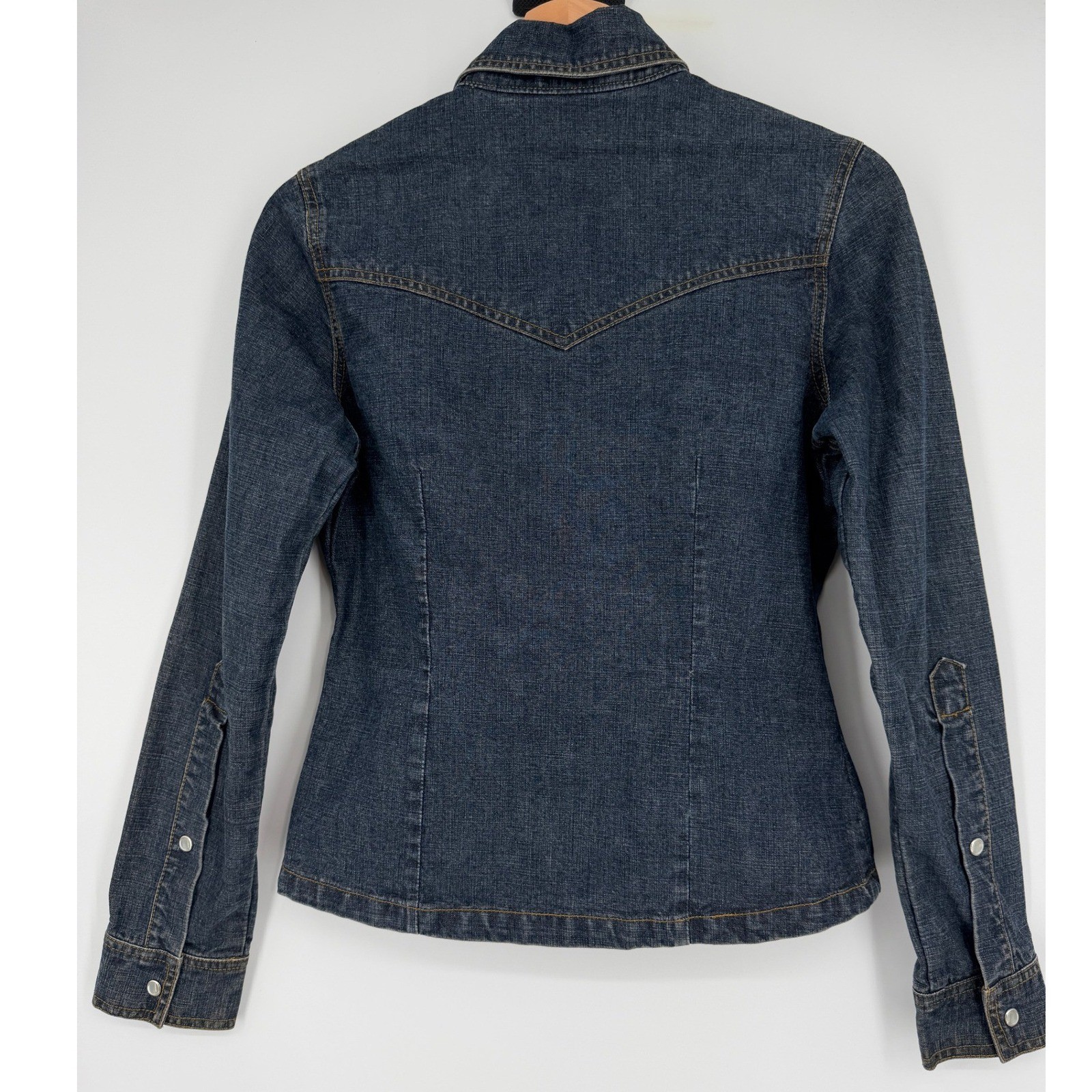 Billabong Y2K Vintage Women’s Blue Denim Snap Front Shirt Top Sz S Cotton