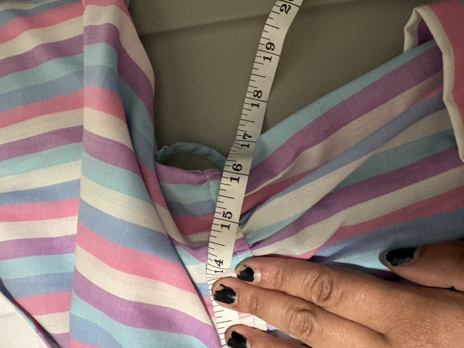 Joni petite Vintage Striped Cotton House Dress Pink Blue White Purple Pockets