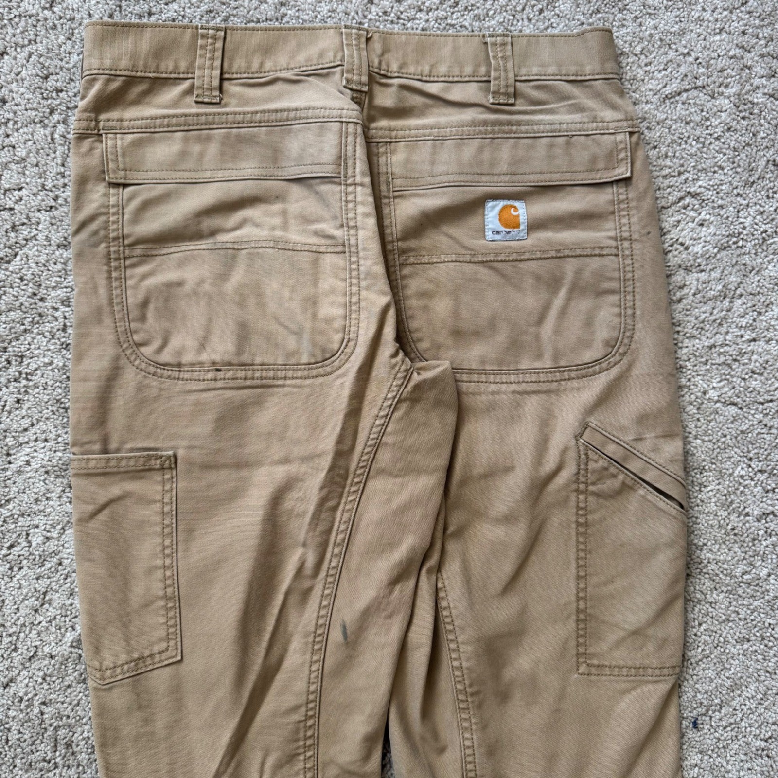 VINTAGE CARHARTT FULL SWING RELAXED FIT CARGO CARPENTER GRAY WORK PANTS / 33X31