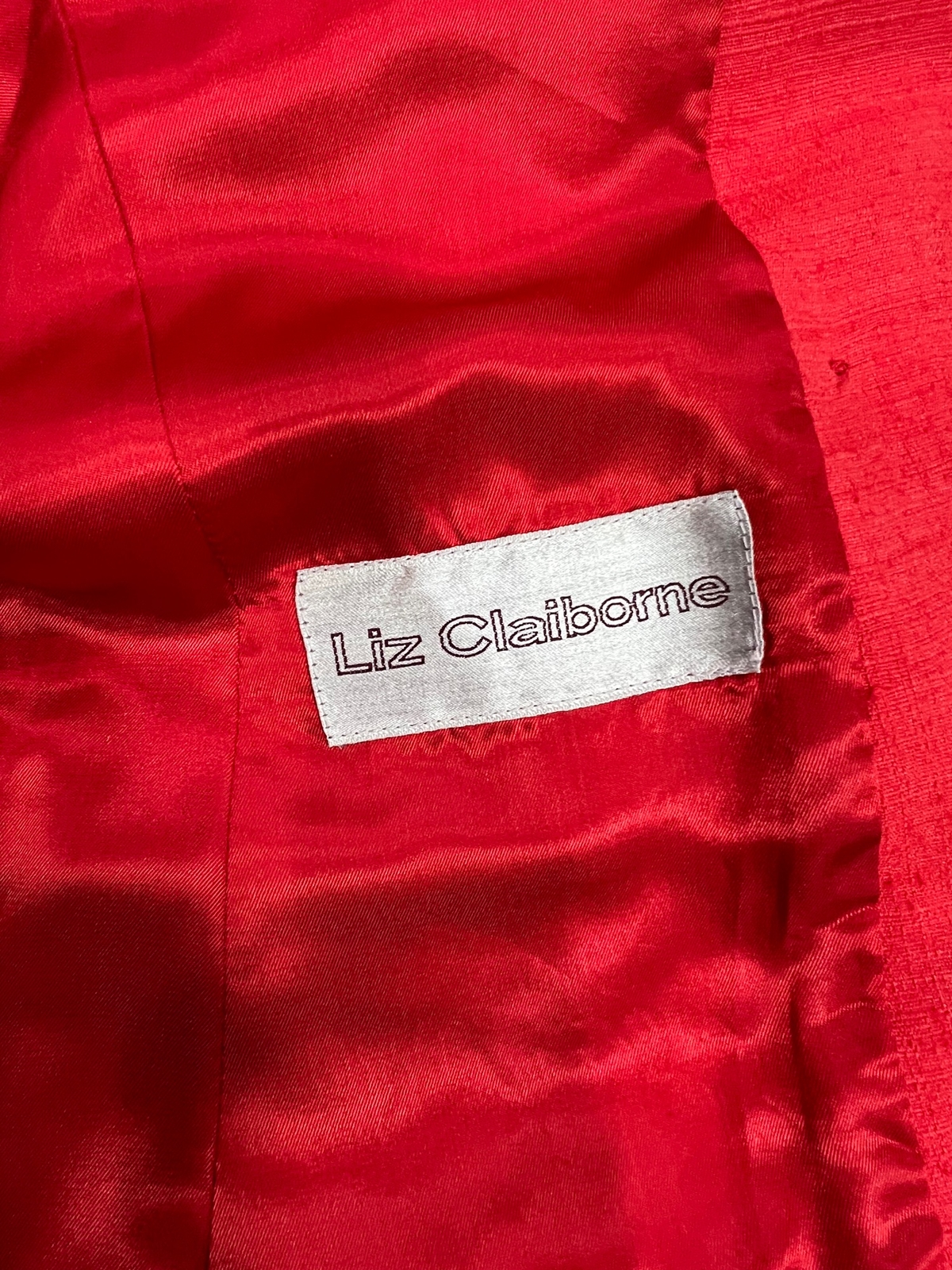 Vintage Liz Claiborne Red Silk Double Breasted Blazer Size 14 See Measurements