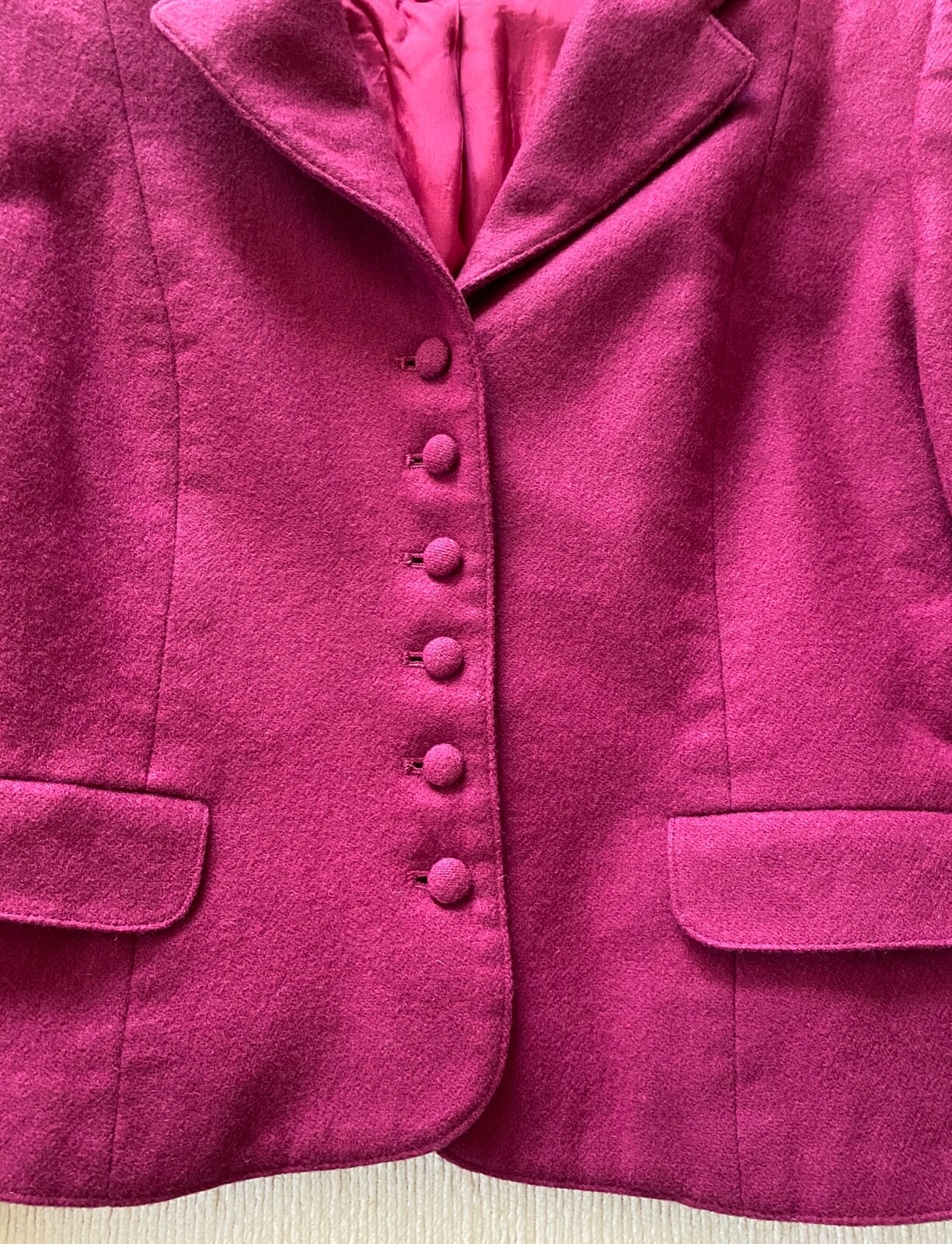 VTG Fitted Wool Jacket | Tailored by Handmacher | Covered Buttons| Petite | Pink