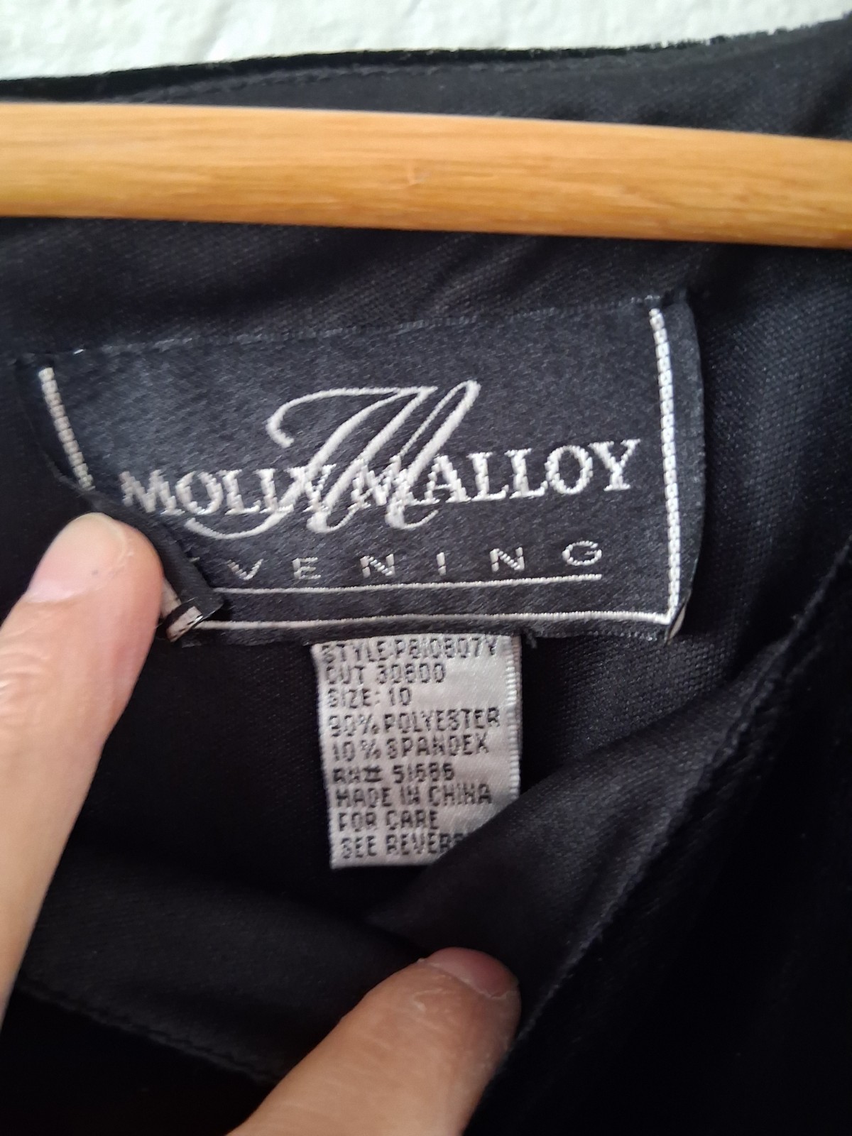 Molly Malloy Vintage 90s Black Velvet Shift Dress Sheer Rhinestone Floral Hem 10
