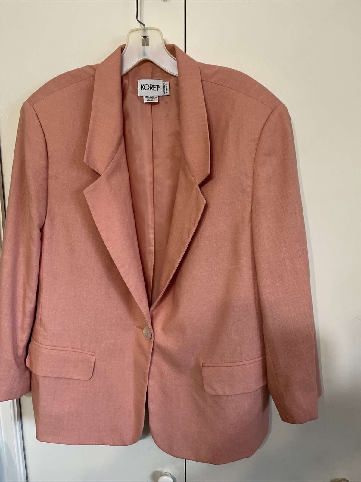 Vintage Koret Apricot Peach Lined Blazer Jacket Plus Size 18W Petite Lined