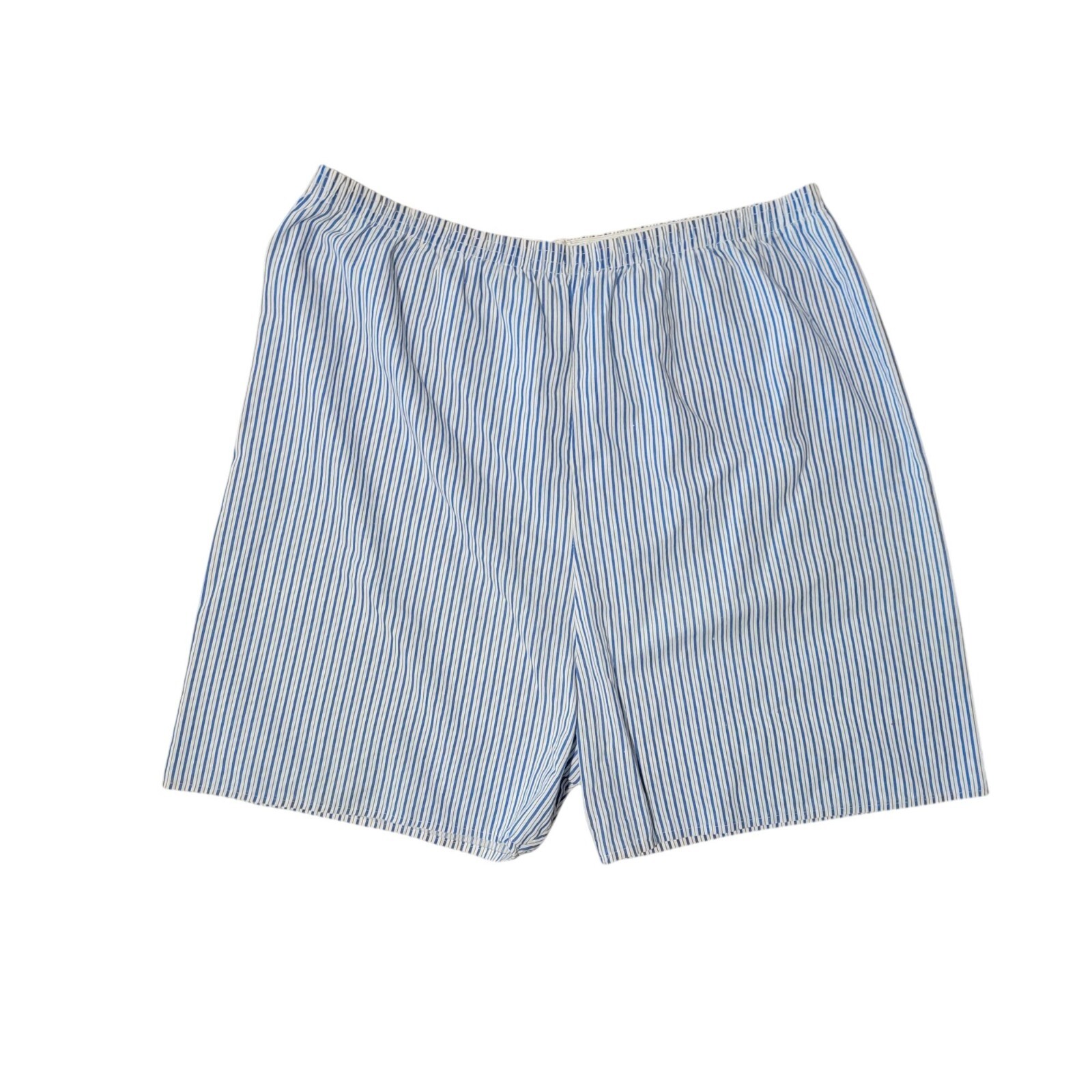 Vtg Pinstriped Pajama Set Women Large Loungewear Shorts Classic Blue White Retro