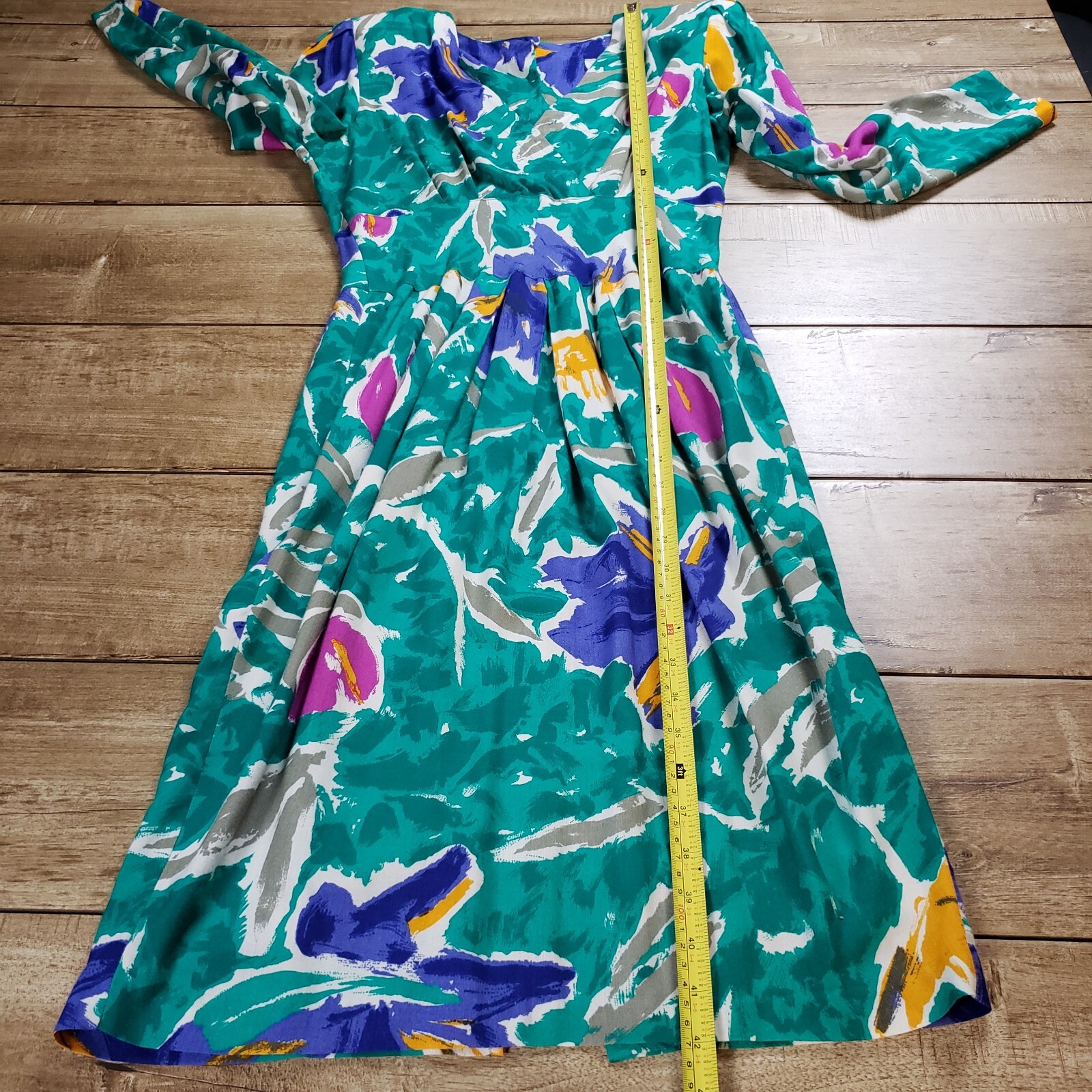 Vintage 80s Floral Pencil Dress Womens 8 Shoulder Pads Pleated by VLP PETITES
