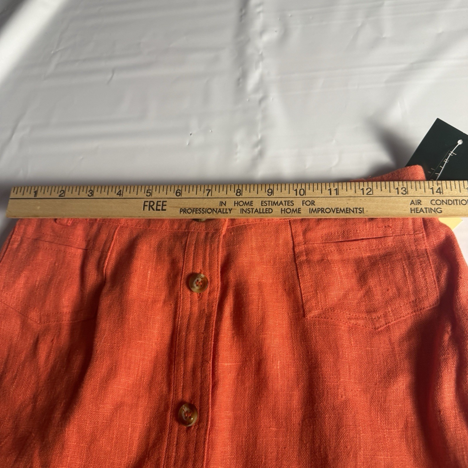 NWT Vintage Harve Benard Linen Skirt 8 Orange Button Front A-Line Ukraine