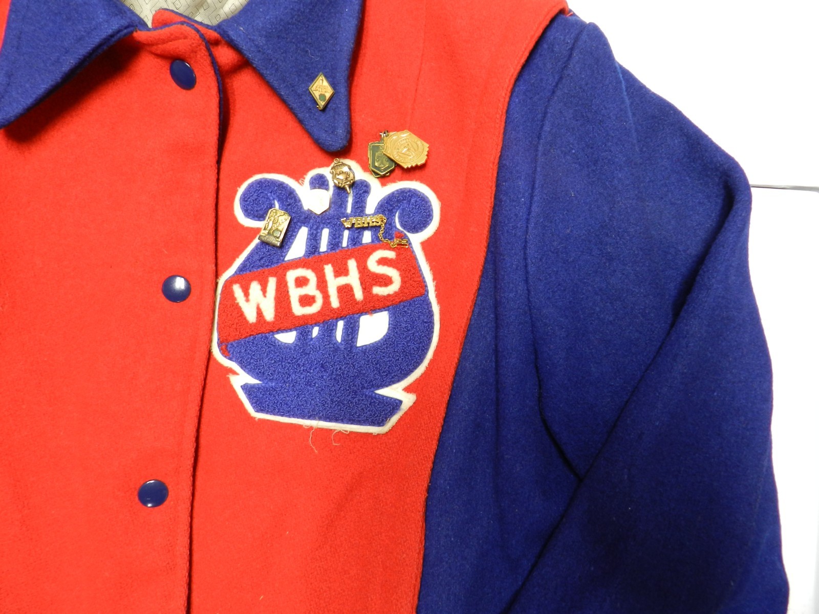Vintage 1966 High School Letterman’s Jacket Red & Blue Wool Ladies Size 16