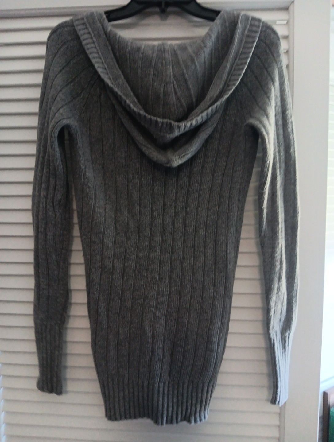 VTG Y2K American Eagle Women S Wool Blend Gray Cable Knit V-Neck Sweater W Hood