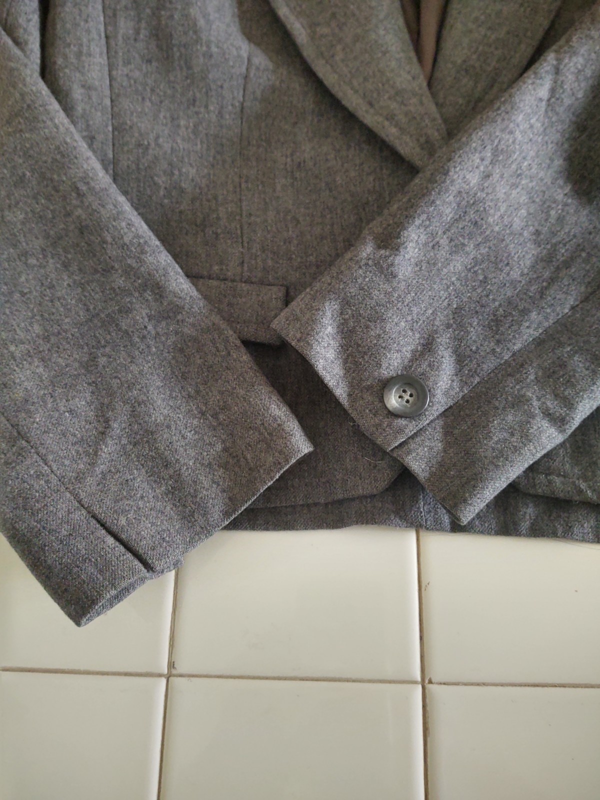 Pendleton Vintage Charcoal Wool Button Front Blazer Made In USA Size 12 FLAWS