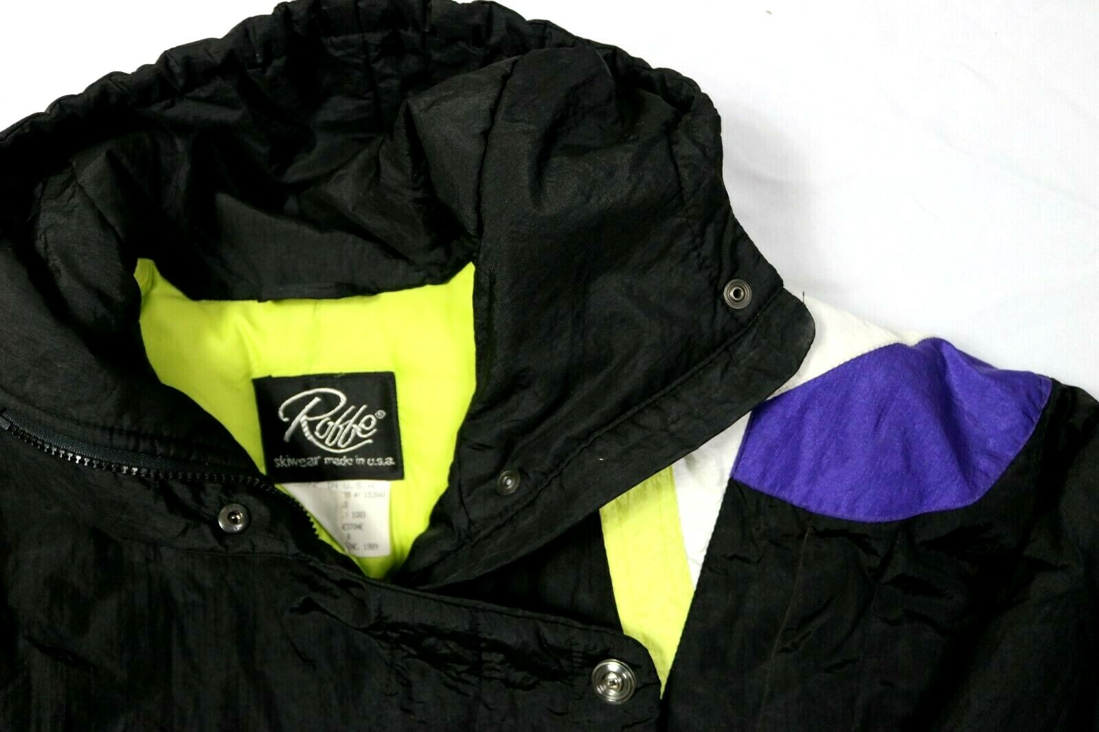 Vintage 80s Women’s Size 8 Roffe Black Winter Jacket Ski Coat Puffer Snow Bunny