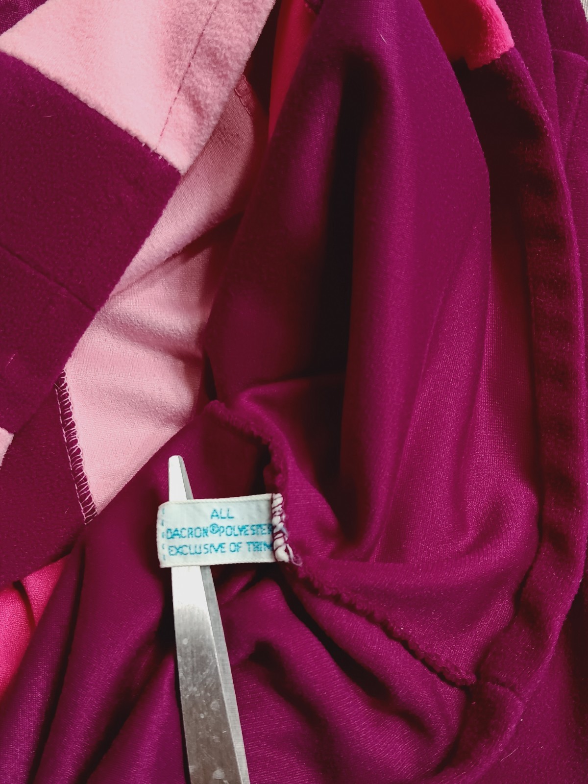 Vtg 70s JC Penney Velour Front Zip Robe 14 Fits L Purple Majenta Pink