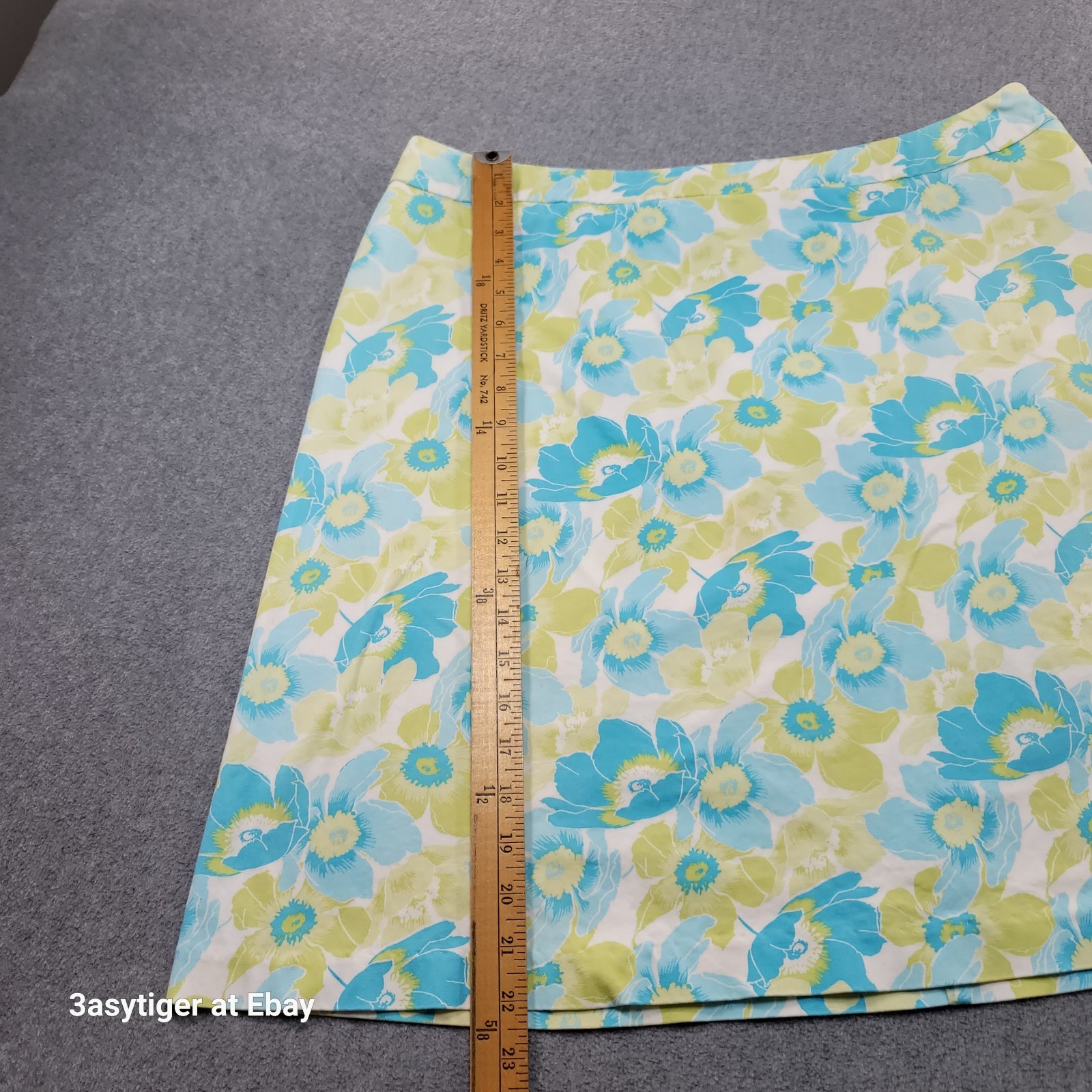 Vintage 90s Sport Skirt 16 Above Kne Blue Green Floral Stretch Retro Cottagecore