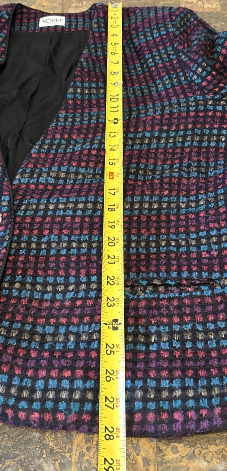 Koret Women’s Plaid Vintage Blazer/Cardigan Size L Knit Jacket