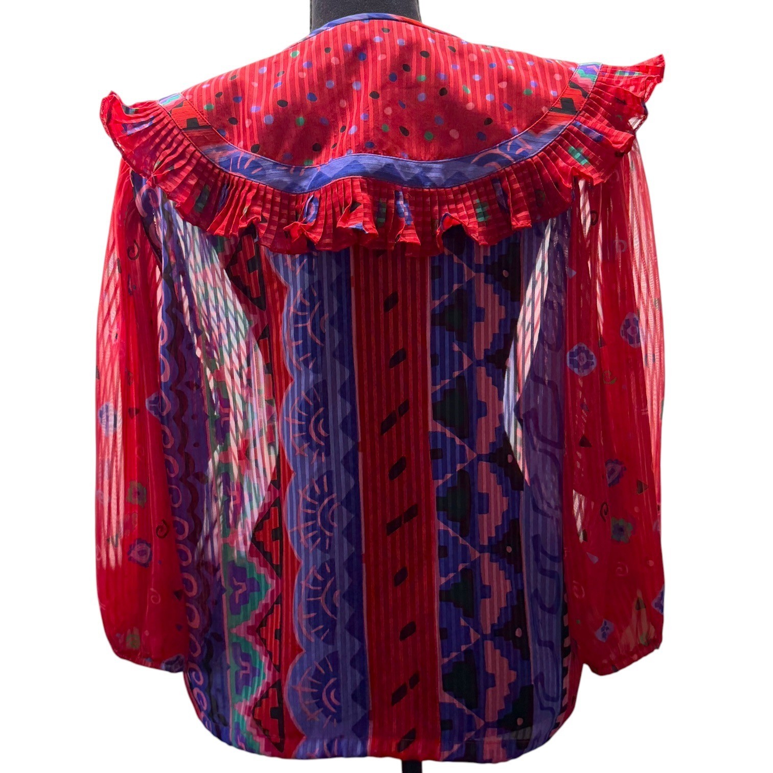 Assorti for Susan Freis Women’s L Multicolor Pleated Ruffle Boho Blouse USA