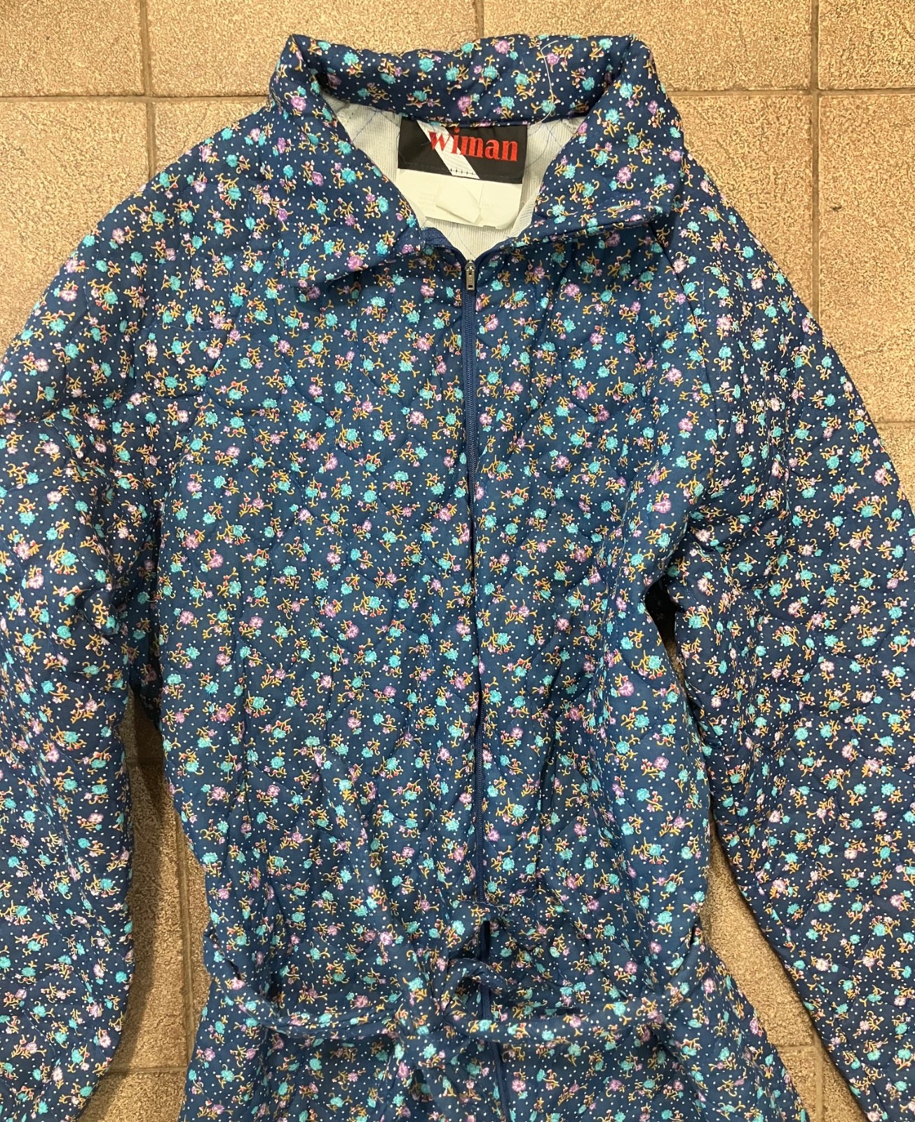 Vintage 70s Wiman Floral Quilt Jumpsuit Cottagecore Prairie Folk Size MEDIUM