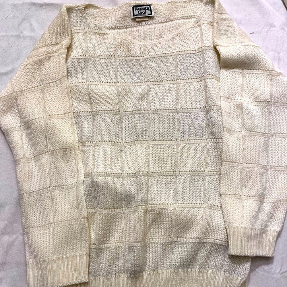 70’s/80’s Vintage Winter White Knitted Skirt & Sweater Set