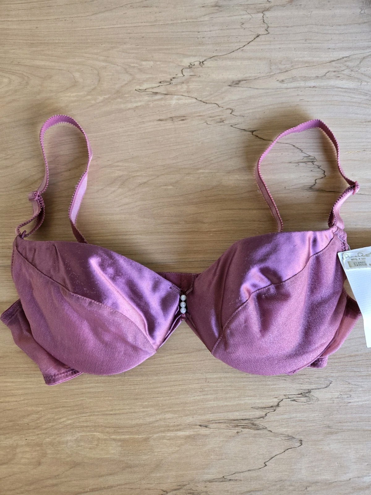 NWT Vintage 80s Oscar de la Renta Bra Size 34B Satin Balconette USA rose