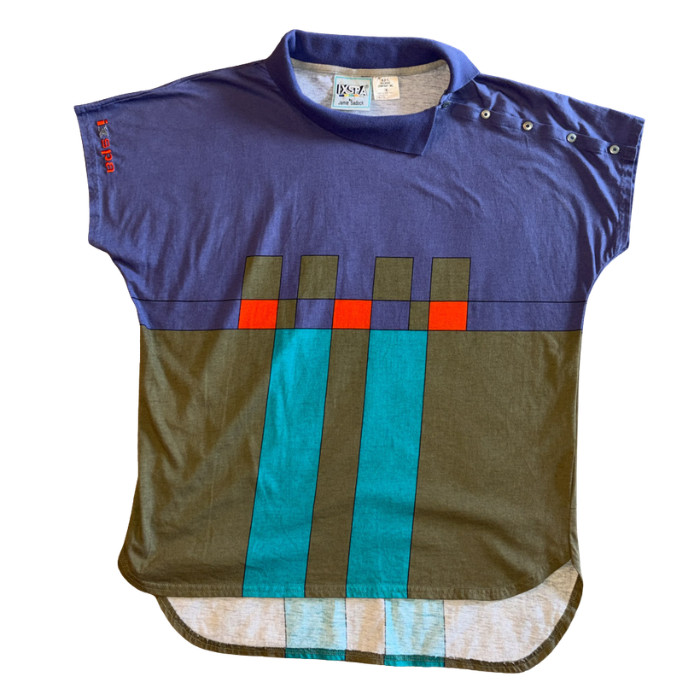 Vintage IXSPA Jamie Sadock 100% Cotton Geometric Color Block Abstract Top 80s