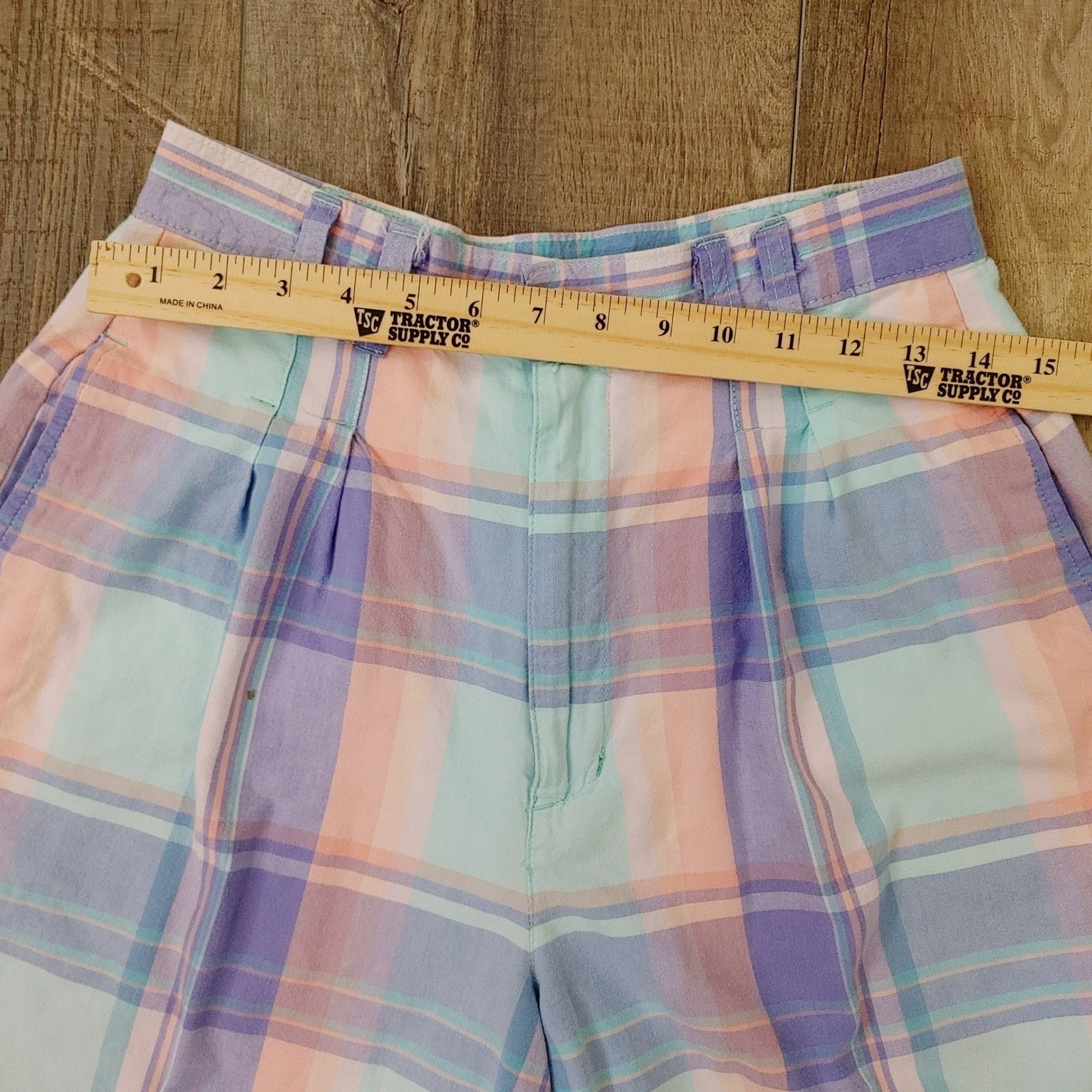 Bugle Boy Classics Vintage 80s Pastel Plaid High Rise Mom Shorts Purple Pink 10