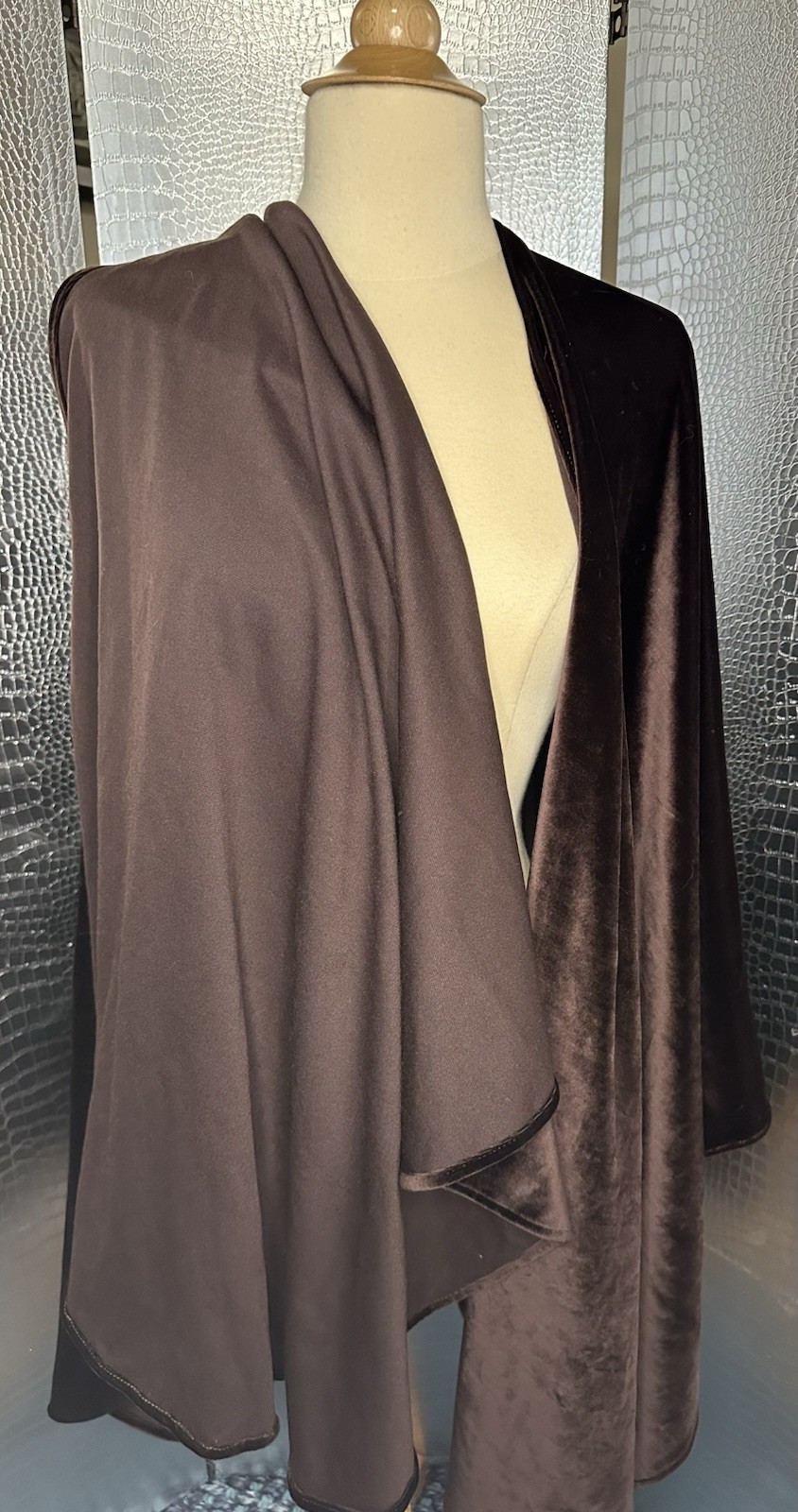 A Brod Vintage Chocolate Brown Velvety Cape
