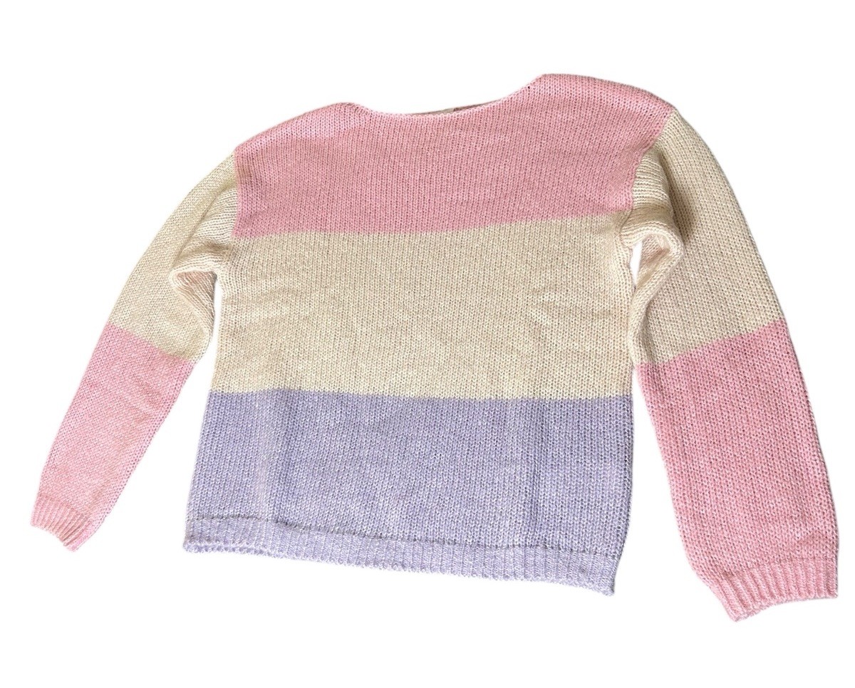 Vtg Lascana Acrylic Blend Knit Sweater Size Small Pastel Color Pink Long Sleeve